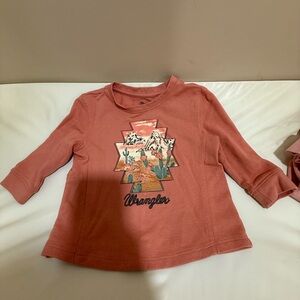 Wrangler Kids' Desert Scene Coral Long Sleeve Tee